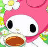 A picture of my melody holding a teacup